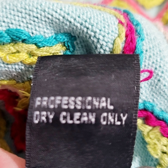 Michael Simon Chevron Knit Cardigan Sweater Women’s Small Silk Blend Embroidered - Picture 11 of 11